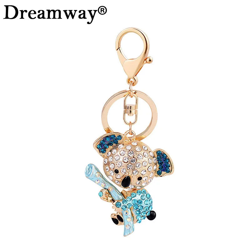 Cute crystal koala bear keychain keyring for girl bag charm pendant hanger key holder car
