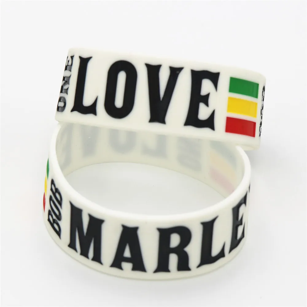 Lukeni 1 шт. " в ширину одна любовь Боб Марли Wristband Силикона Rasta Ямайка регги Браслеты& браслеты для любителей музыки подарок SH099