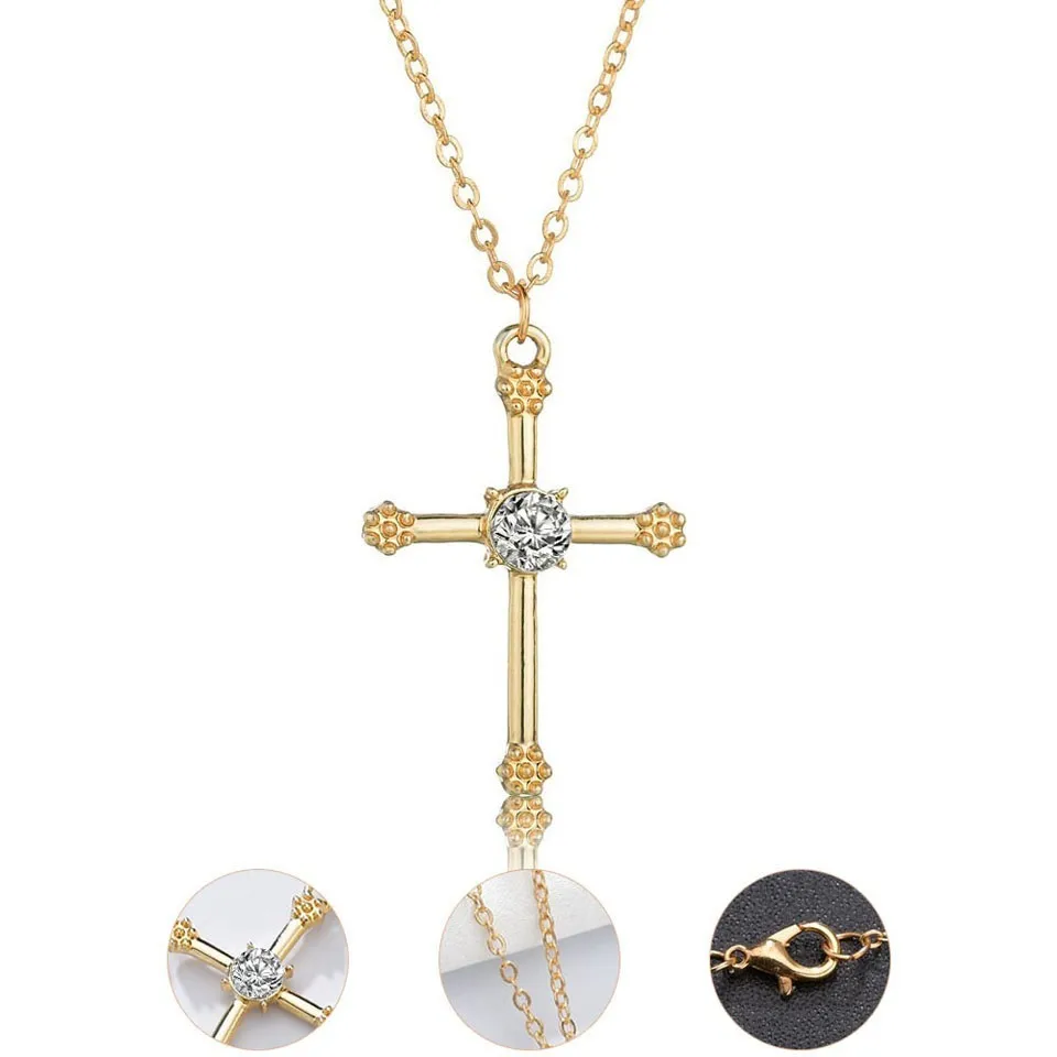 YANGQI 3 шт. женские модные серьги и ожерелье наборы крест со стразами дизайн женские ювелирные изделия женские свадебные украшения золотая цепочка