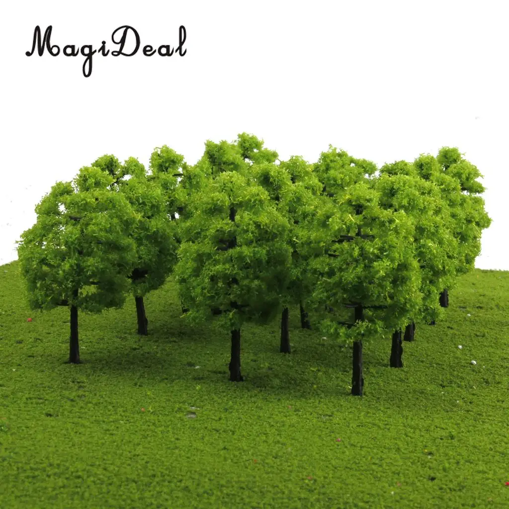 MagiDeal 20 шт./лот масштаб 1/100 мини пластиковые модели Деревья Поезд железнодорожный