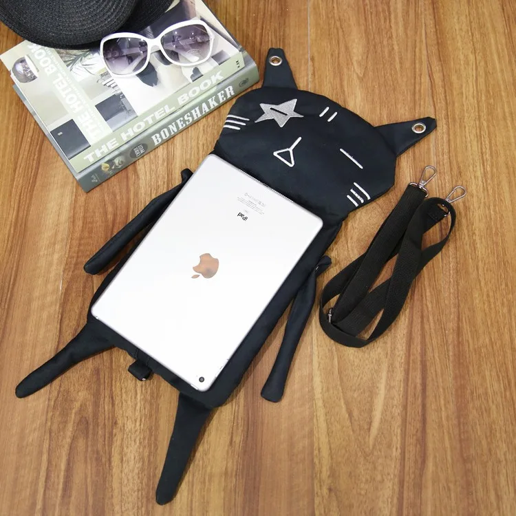 شخصية جديدة تصميم أكياس مضحك الكرتون القط قماش الكتف حقيبة أزياء سوداء crossbody حقيبة الفتيات حقيبة schoold شخصية جديدة تصميم أكياس مضحك الكرتون القط قماش الكتف حقيبة أزياء سوداء crossbody حقيبة الفتيات حقيبة schoold