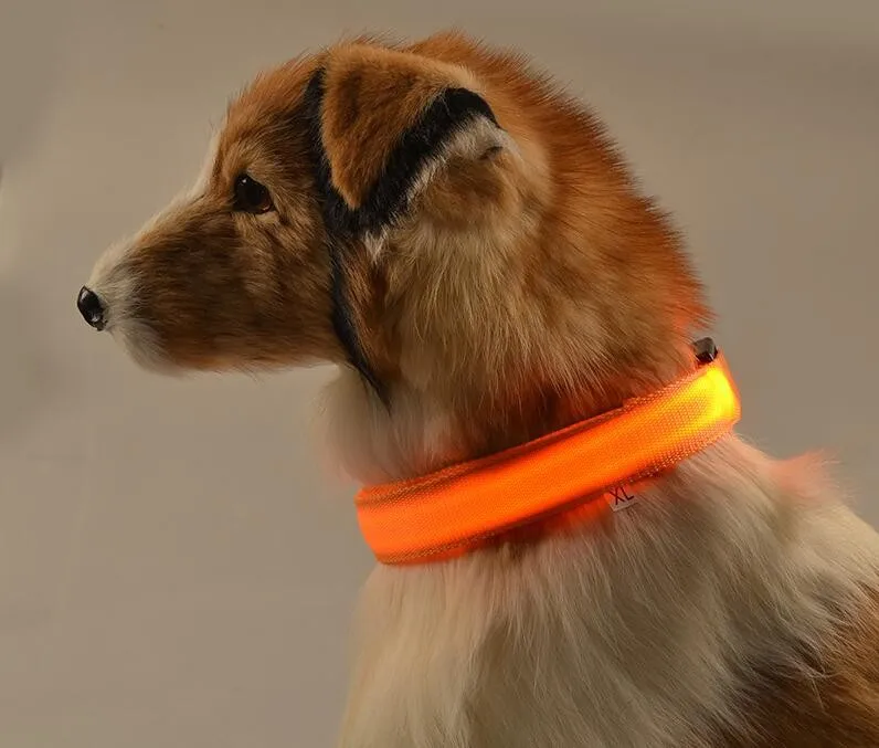 Nylon LED Pet Dog Collar,Night Safety Flashing Glow In The Dark Dog Leash,Dogs Luminous Fluorescent Collars Pet Supplies hemp dog collars
