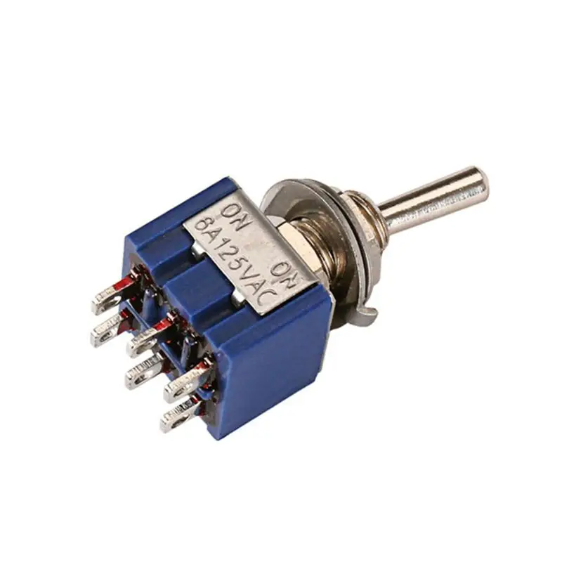 Toggle Switch DPDT 2 Position Latching 6 terminals ONON 6A 125VAC For