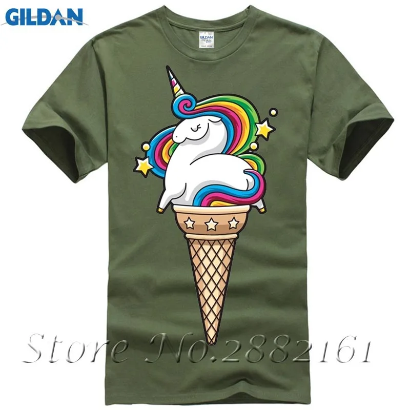 Rainbow Unicorn мороженое футболка Для мужчин создан пользовательские короткий рукав