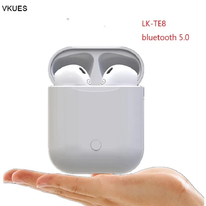 

LK TE8 TWS mini pods Smart touch no button Earphones Bluetooth v5.0 Headset Wireless Earbuds with Wireless Charge Siri Dual Call