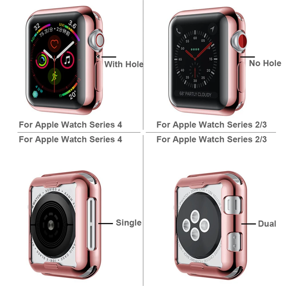 Новые часы чехол из ТПУ для Apple Watch Series 2, 3, 4, 360 ° полный охват Защитный чехол Крышка Экран защитная пленка 38/42 40/44 мм