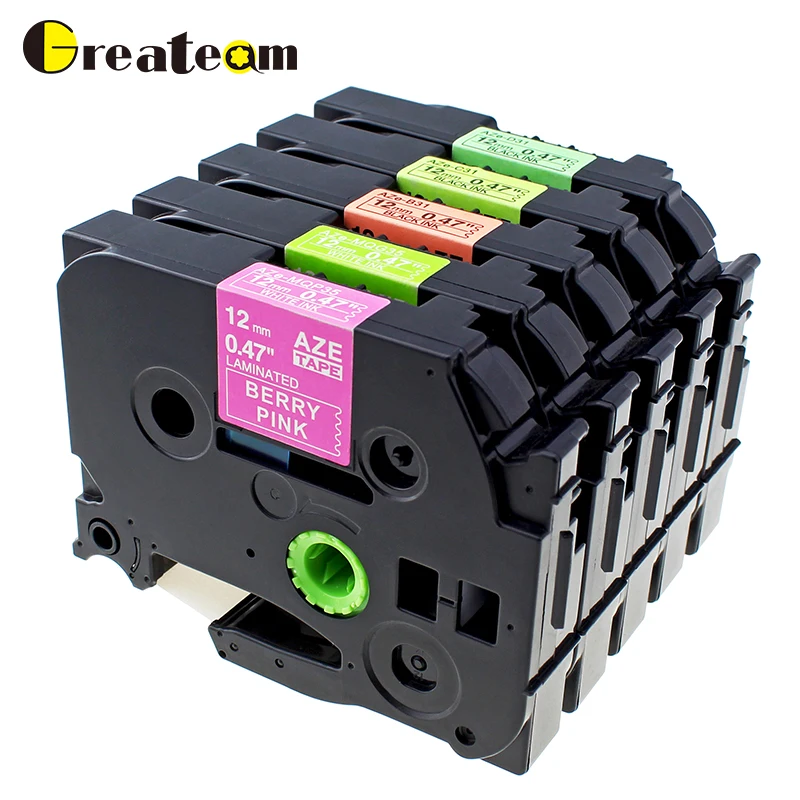 

Greateam 5pcs TZe-MQP35 TZe-MQG35 TZe-B31 TZe-C31 TZe-D31 Compatible Brother P-Touch Multi Color Label Tape for Label Printer