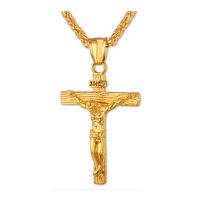 Классическое Золотое тибетское серебряное ожерелье с кулоном в виде креста, s металлическое ожерелье с Иисусом Круз для мужчин и женщин, ювелирные изделия с крестиком для мужчин