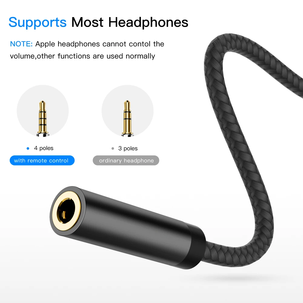 AUX Audio Cable USB Type C to 3.5 Earphone Adapter Type-C to 3.5mm Headphone Converter For Samsung S9 S8 Huawei P20 USBC Adapter