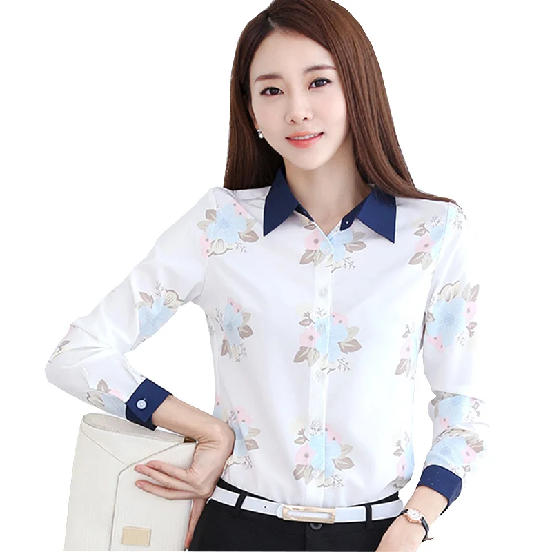 Floral Dicetak Fashion Wanita OL Blus