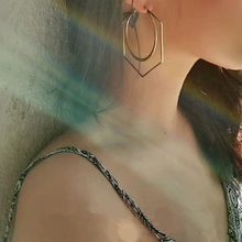 Новое поступление, женские модные серьги-кольца, большие геометрические шестигранники, круглые серьги для женщин, ювелирные изделия