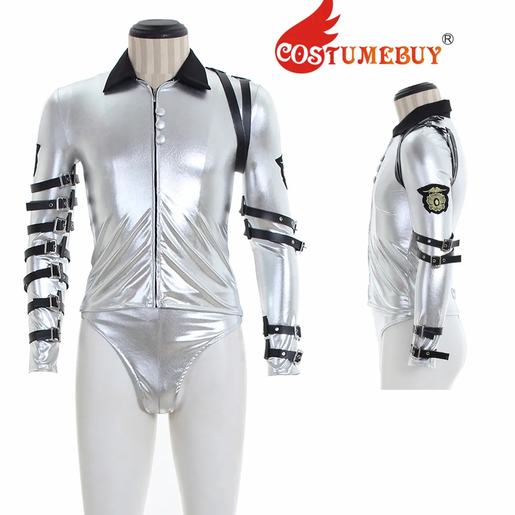 CostumeBuy Michael Jackson Japan Bad World Performance Silver Costume Jumpsuit Halloween MJ Costume L920