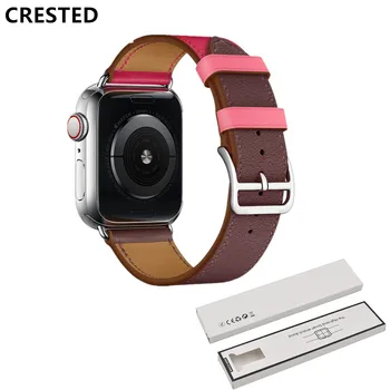 

CRESTED single tour Leather strap For Apple Watch band 5 4 44mm 40mm bracelet iwatch series 3/2/1 42mm 38mm Wrist bracelet belt