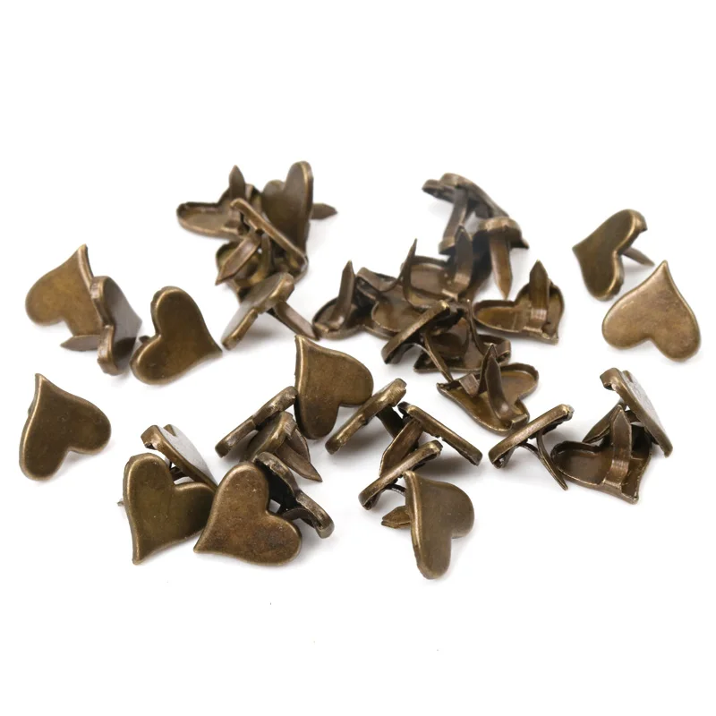 Bronze Heart Brads Scrapbooking Embellishment Fastener Brads Metal Crafts For shoes Decoration 50PCs 11x10mm CP1514-FD