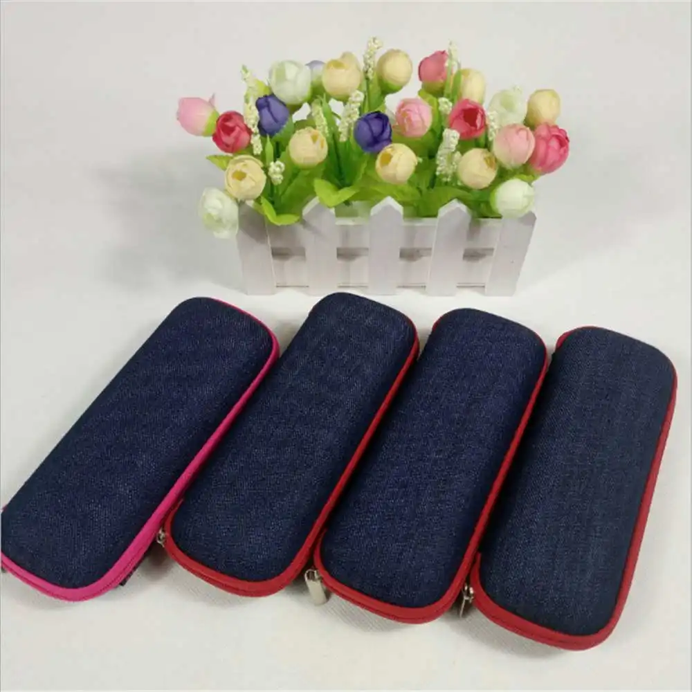 

Glasses Box Denim Fabric Zipper Sunglasses Protection Crush Resistance Container Holder Case Sunglasses Accessories