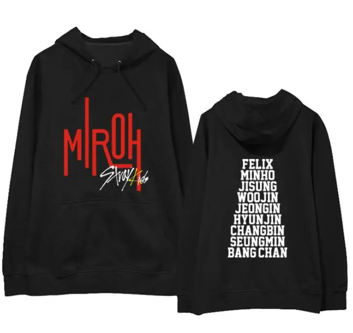 Kpop straykids альбом miroh имя члена печать пуловер тонкие толстовки унисекс модные k-поп свободные защищает Детский свитер - Цвет: 6