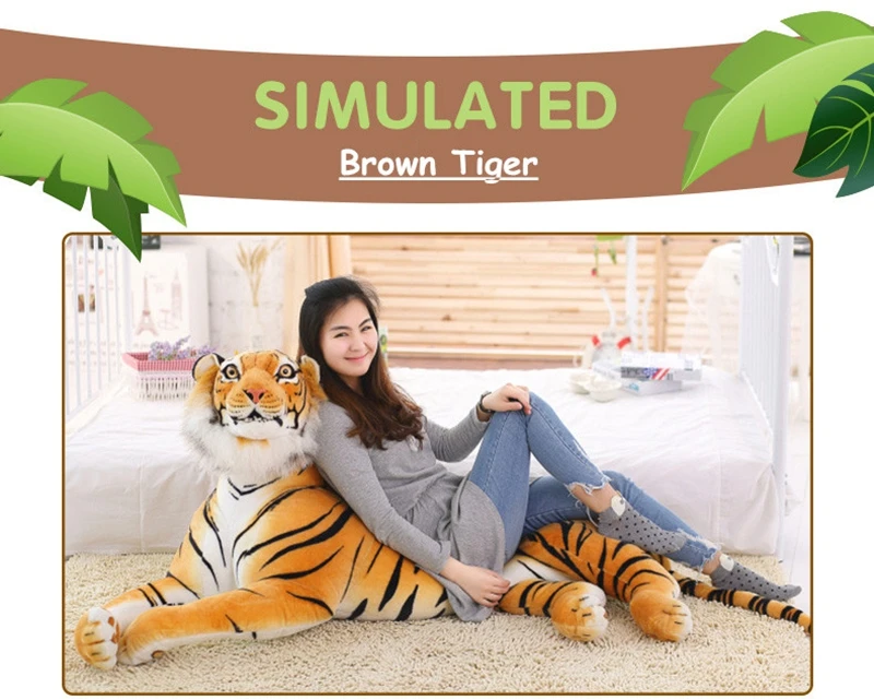 Dorimytrader Simulation Animal Tiger Plush Toy Large Stuffed Animals Realistic Tigers Toys for Children Gift Home Decoration 170cm (6)