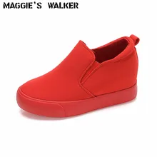 Maggie's Walker Women Height-increasing Fashion Candy-Colored Casual Canvas Shoes Platform Muffin Thick Loafers Size 35~39 Maggie's Walker Women Height-increasing Fashion Candy-Colored Casual Canvas Shoes Platform Muffin Thick Loafers Size 35~39