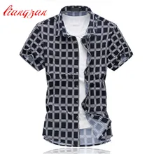 Мужские рубашки в клетку с принтом, брендовые летние рубашки с коротким рукавом, большие размеры 5XL 6XL, приталенные повседневные хлопковые рубашки F2188