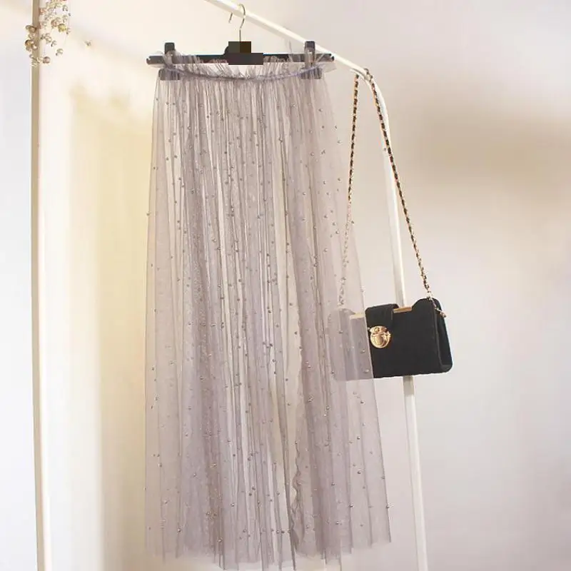 

2019 Perspective Tulle Skirt (popular This Year) Cheap Long Skirts High Waist Pleated Skirt Free Shipping