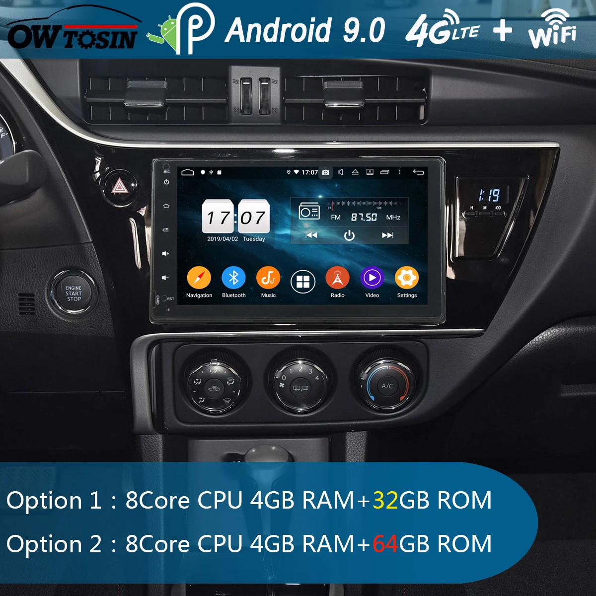 9 &quotIPS Octa Core 4G RAM + 64G ROM Android 0 автомобильный DVD радио GPS для Toyota Corolla 2017 2018 DSP CarPlay Parrot BT