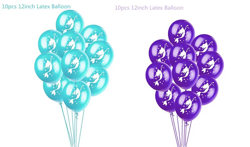 Тема русалки декоративная бумага для вечеринок баннер гирлянда воздушные шары с днем рождения фиолетовый плакат с русалкой для девочек океан день рождения