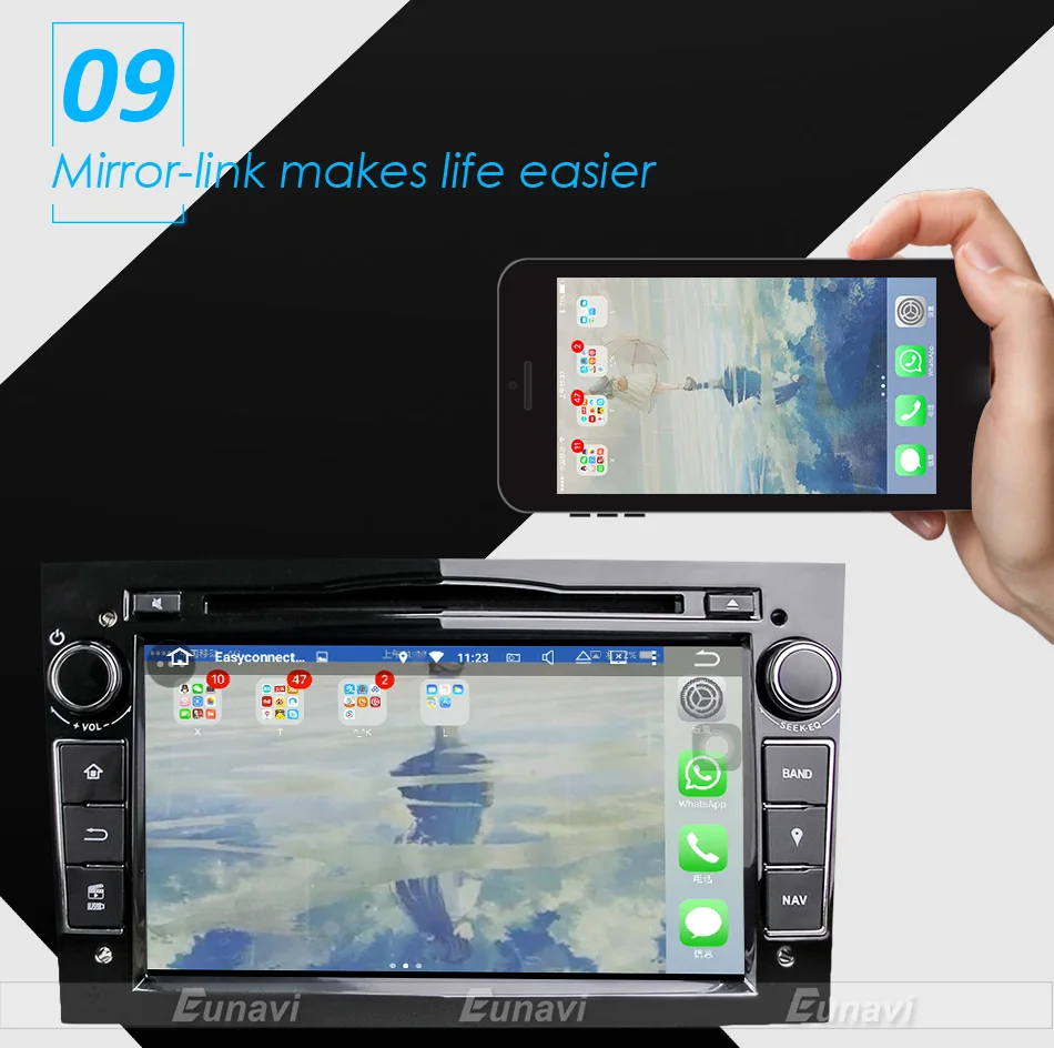 Sale Eunavi Quad Core Android 9.0 2 din Car DVD Stereo for Vauxhall Opel Astra H G Vectra Antara Zafira Corsa GPS Navi Radio 2G 13