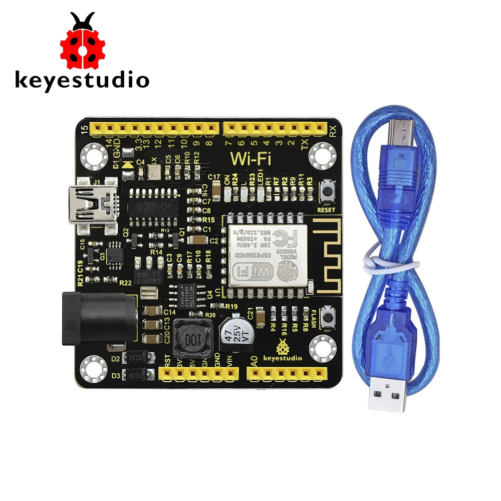 Keyestudio ESP8266 WI-FI Development Board+USB Cable For Arduino /Based on ESP8266-12FWIFI /Support RTOS
