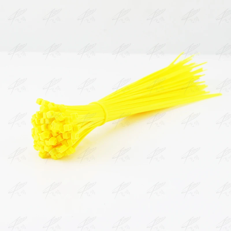 100 шт 4*200 мм стандартная кабельная стяжка пластиковые нейлоновые кабельные стяжки с самофиксирующейся цветной шириной 2,7 мм стяжка - Цвет: Цвет: желтый