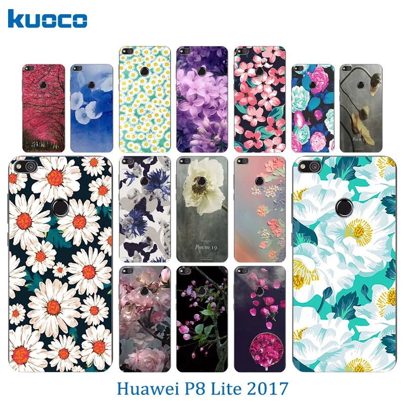 Phone Cases for Huawei P8 Lite 2017 / Honor 8 P9 Nova GR3 Soft TPU Blossom Pattern Crystal Funda |