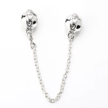 Безопасная цепочка бусины из стерлингового серебра 925 Лук с штабелируемыми сердечками на поверхность Бусины Подходит браслет в европейском стиле браслет ювелирные изделия