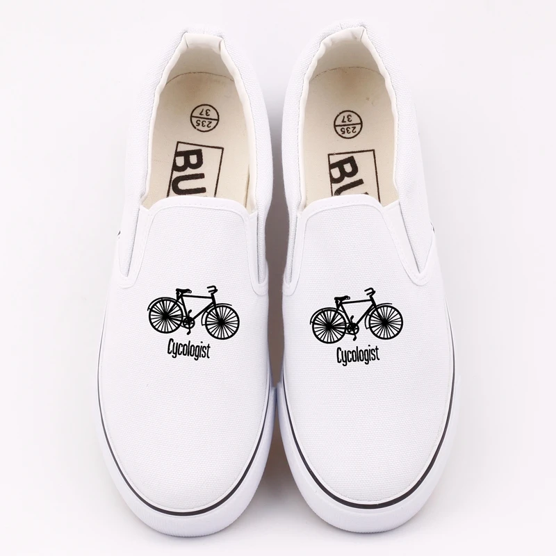 

Graffiti Bike Printed Canvas Shoes Hip Hop Men Street Wear Slip-On Lazy Shoe Customize Bicycle Punk Style Walking Shoes Loafers