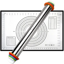 1"(44 см) Скалки для печенья Регулируемый ролик из нержавеющей стали с силиконовой помадкой тесто коврик торт доска термостойкие