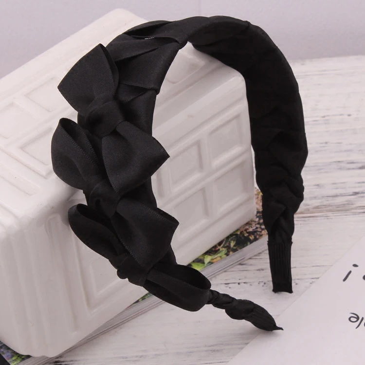 Дешево Для девочек двойной Слои Ткань Hairbands Топ Класс бантом Банданы для мужчин Ofiice аксессуар для волос Винтаж голову обруч fg0046