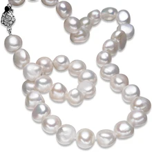 FEIGE Joyería Fina de Estilo Barroco 10-11mm Blanco Natural de Agua Dulce Perla Cultivada Collares Del Ahogador para Las Mujeres de Joyería de Perlas Colar