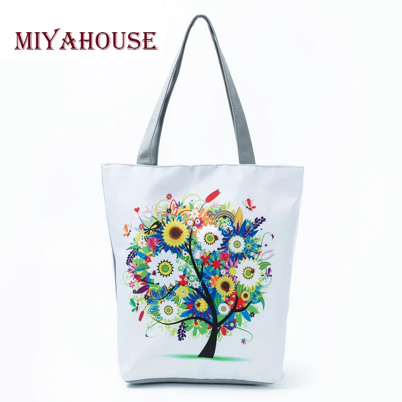 Miyahouse العصرية الوردي روز تصميم قماش حقائب الشاطئ للإناث الأزهار و مخطط طباعة الكتف التسوق حقائب عالية السعة