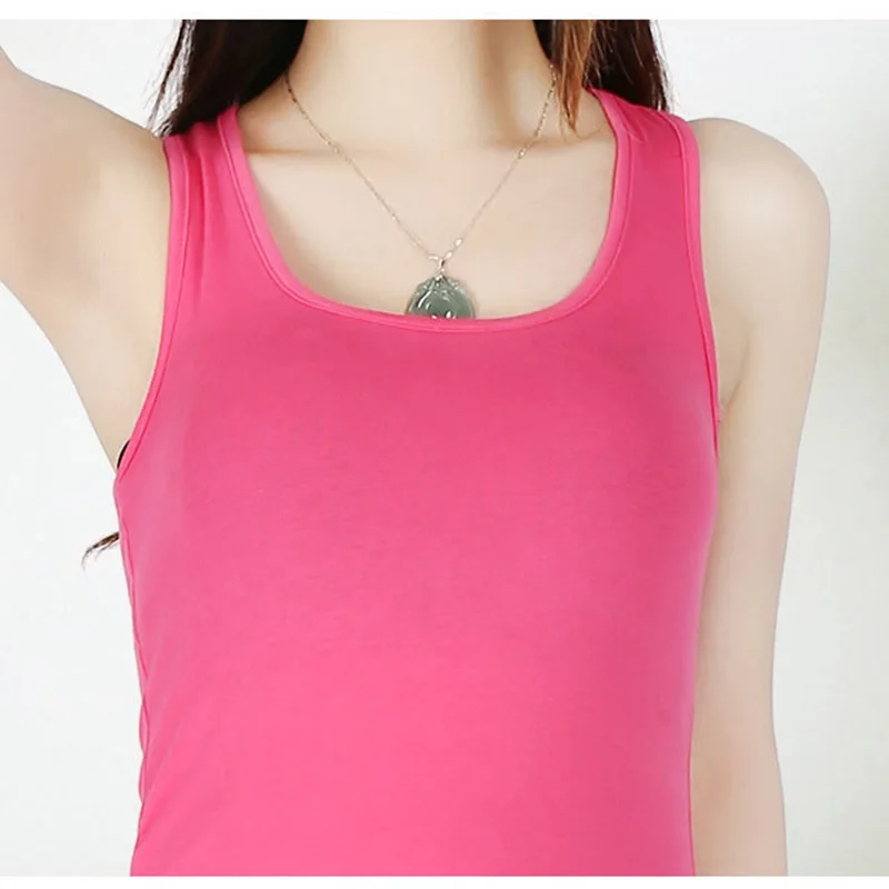 

Korea Style Summer Large Size Tank Top Women's Cotton Round Neck Vest Slim Solid Color Sleeveless Top Female Tops Singlets AA159