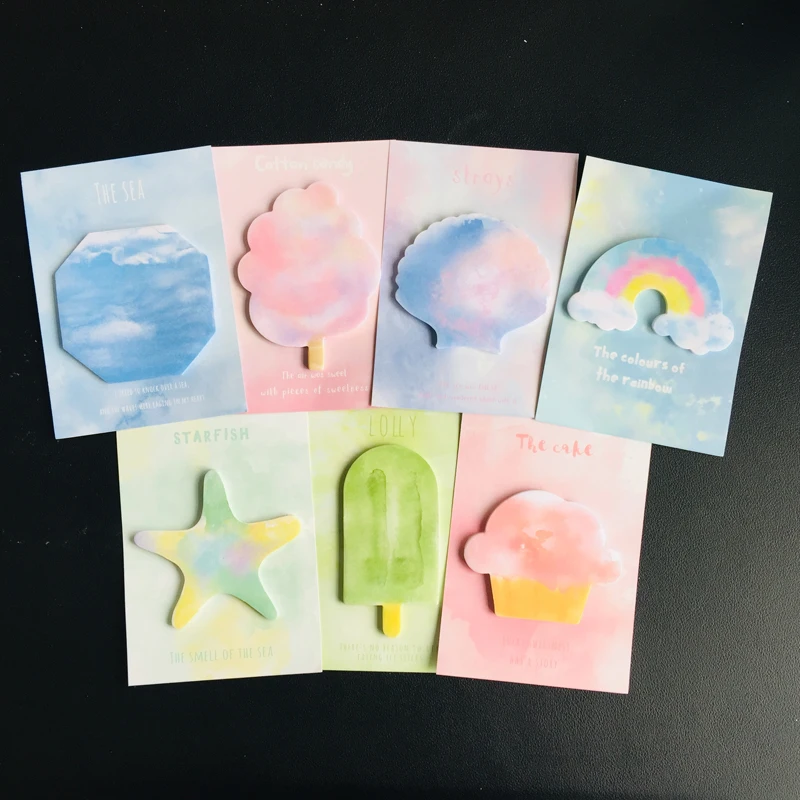 

2pcs Kawaii Star Rainbow Sticky Notes Message Plan Writing Memo Pads School Office Supply Stationery DIY Craft Decor Sticker