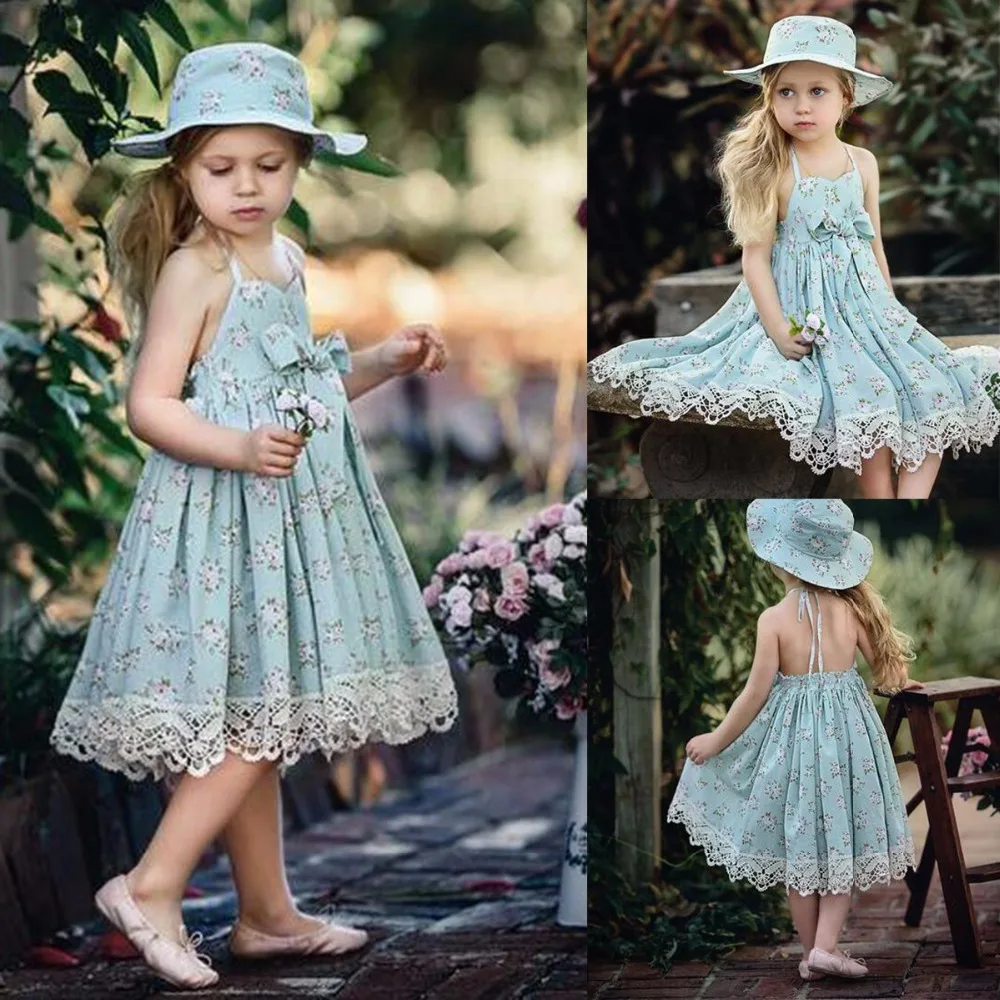 Puseky/платье для маленьких девочек г. Летние вечерние платья с открытой спиной в пляжном стиле с цветочным принтом для девочек, винтажная одежда для маленьких девочек От 3 до 6 лет
