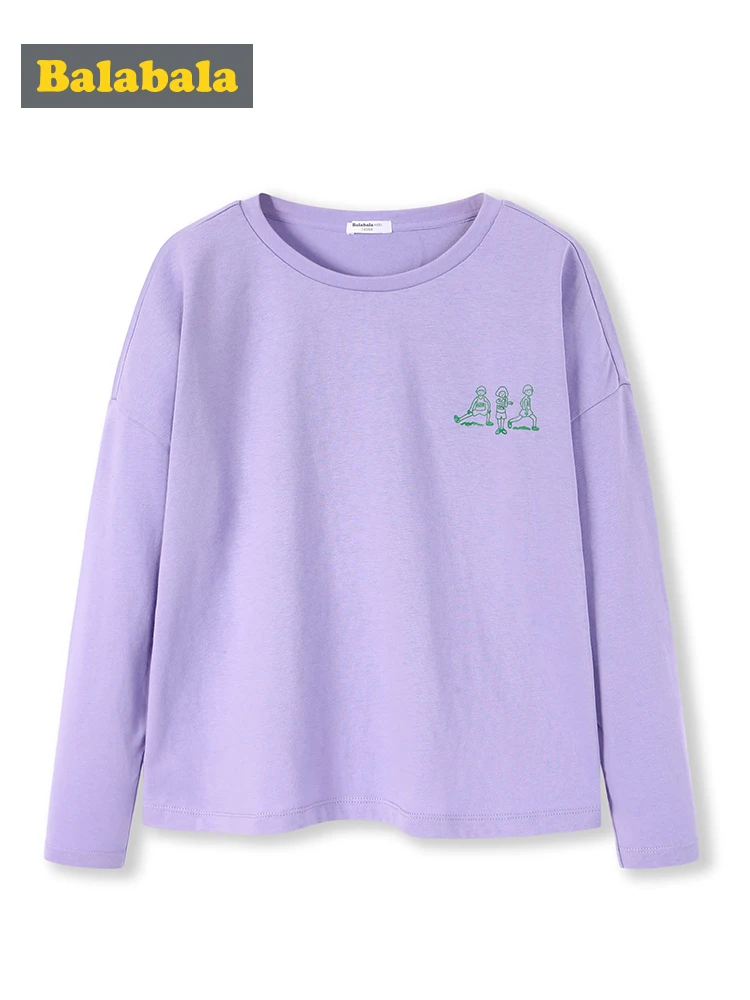 

Balabala Girls Long Sleeves Graphic Tops T-shirt Striped Tops Children Teenager Girls Cotton Tops Spring Autumn Clothes Clothing