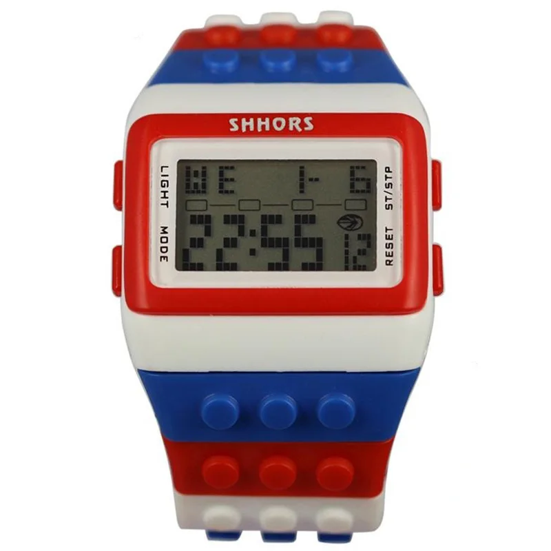 Тике Toker, светодиодный цифровой наручные часы для мальчиков девочки унисекс красочные электронные спортивные часы дети студент Просмотрам