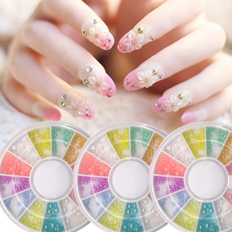 5Pcs Mix Color 3D Nail Art Decorations Glitter Crystals Rhinestones
