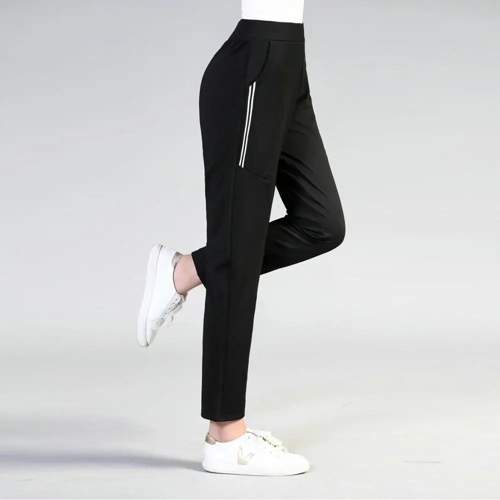 Женские повседневные брюки осень весна черные брюки женские эластичные ...