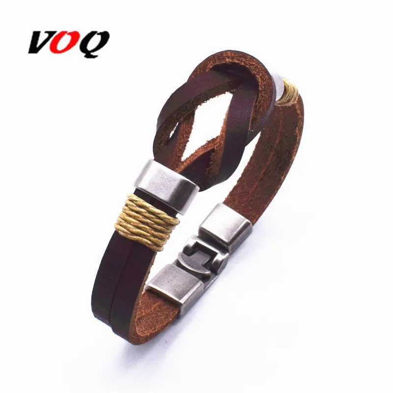 

Hot Sale Vintage Bowknot Wrap Bracelet Men Jewelry Zinc Alloy Charm Genuine Leather Bracelets For Women Gifts G7-9