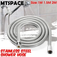 MTSPACE High Quality 1m/1.5m/ 2m G1/2 Inch Flexible Shower Hose Stainless Steel Chrome Bathroom Water Head Shower Head Pipe Tool 2