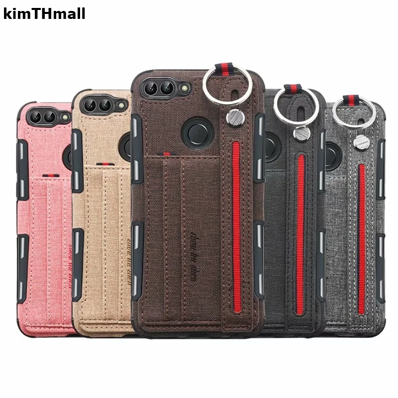 Чехол для huawei P Smart Cover роскошный чехол с ремешком на руку слот карт Ударопрочный