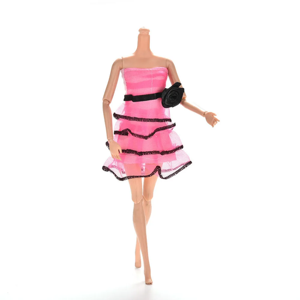 Rose Flower Princess Doll Dress Top Fashion Dress For Barbie Beautiful Handmade Party Clothes Noble Doll