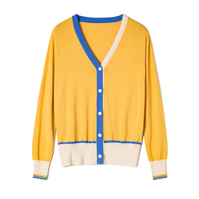 Women Knitted Cardigan Sweater Korean Style Jacket 2019 Autumn New Female Breathable V-neck Long-sleeve Single-breasted Sweaters (2)