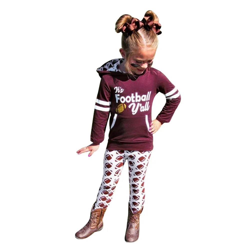

Toddle Infant Baby Boy Girl Letter Hoodie Tops+Pants Football Outfit Clothes Set children's clothing girl