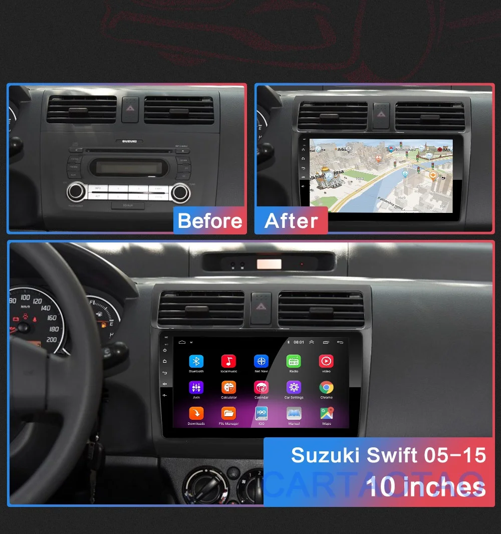 2G+ 32G 10," 2din Android 8,1 GO автомобильный dvd-плеер для Suzuki Swift 2005 2006 2007 2008- автомобильный Радио gps навигация wifi плеер